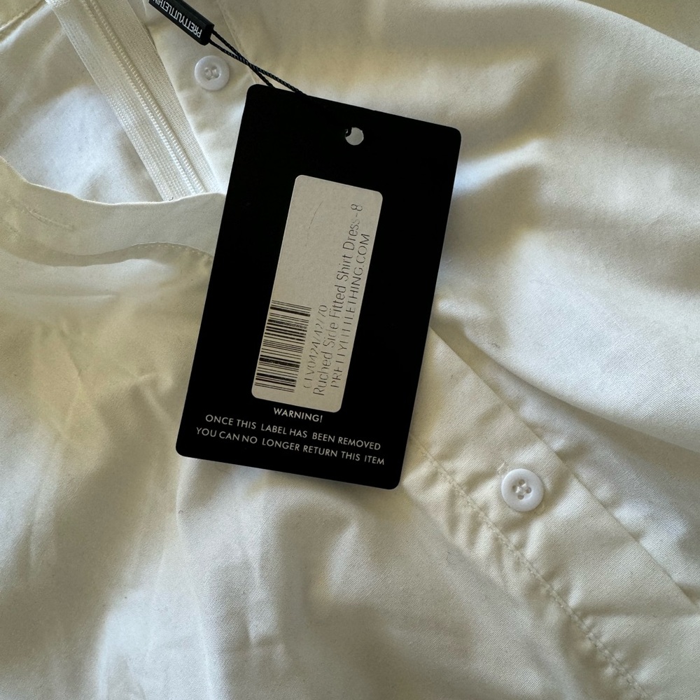 New! PrettyLittleThing Ruched Side Shirtdress Sz UK 8 - Picture 3 of 3